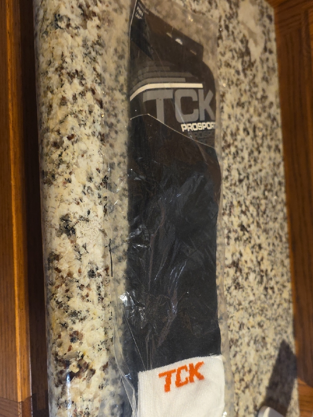 TC Black Athletic Socks with White Cuff and Orange Logo